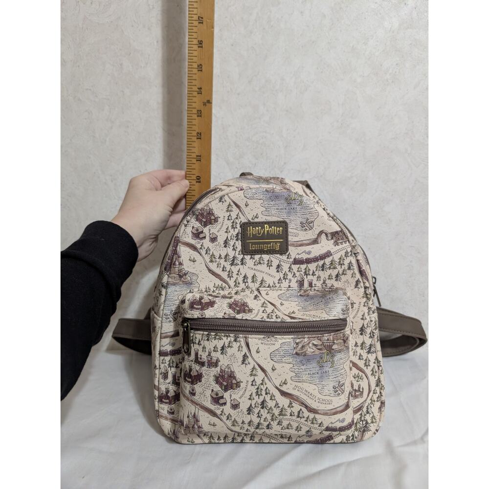 Loungefly Harry Potter Hogwarts Grounds Map Pattern Mini Backpack Magic Wizard - Picture 13 of 14